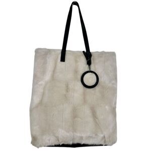 Maison Atia Faux Fur Tote Bag White